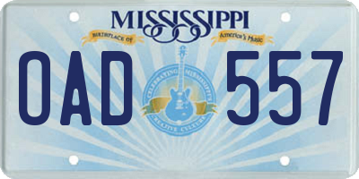 MS license plate OAD557