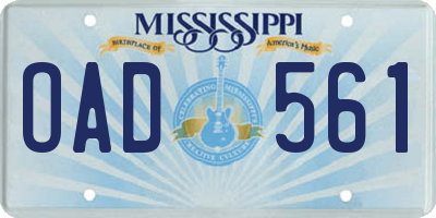MS license plate OAD561