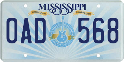 MS license plate OAD568