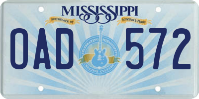 MS license plate OAD572