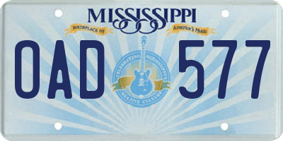 MS license plate OAD577