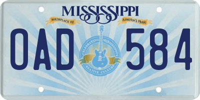 MS license plate OAD584