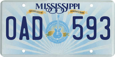 MS license plate OAD593
