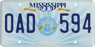 MS license plate OAD594
