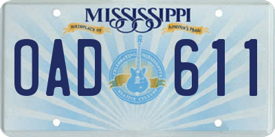 MS license plate OAD611