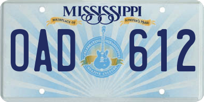 MS license plate OAD612