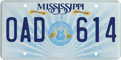 MS license plate OAD614