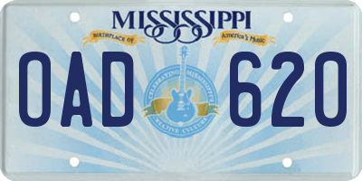 MS license plate OAD620