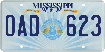 MS license plate OAD623