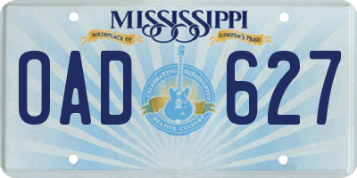 MS license plate OAD627