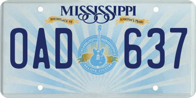 MS license plate OAD637