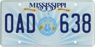 MS license plate OAD638