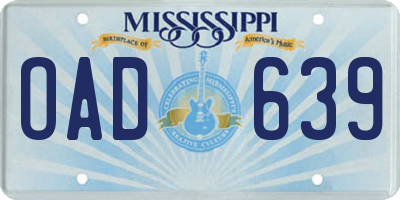 MS license plate OAD639