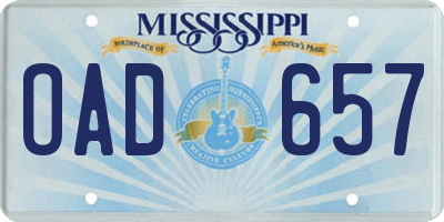 MS license plate OAD657