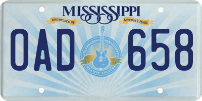 MS license plate OAD658