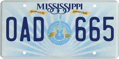 MS license plate OAD665