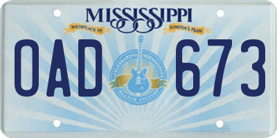 MS license plate OAD673
