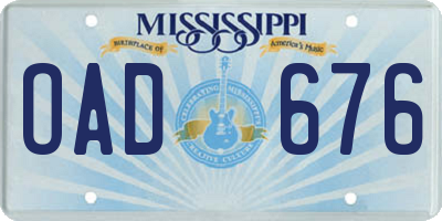 MS license plate OAD676