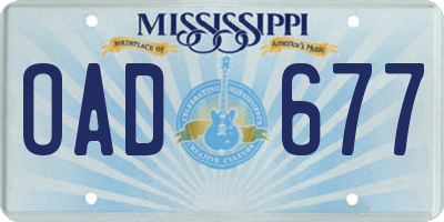 MS license plate OAD677