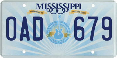 MS license plate OAD679