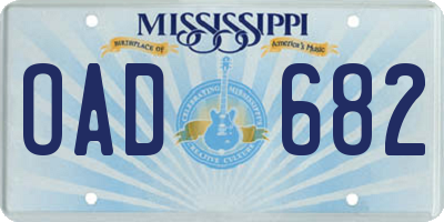 MS license plate OAD682