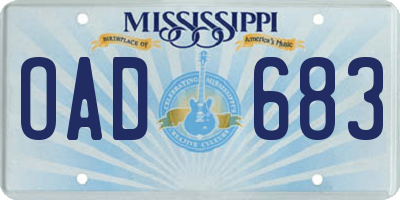 MS license plate OAD683