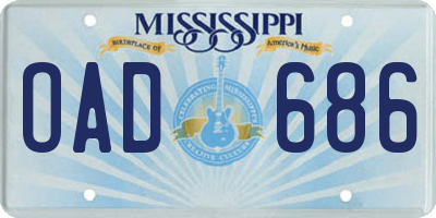 MS license plate OAD686