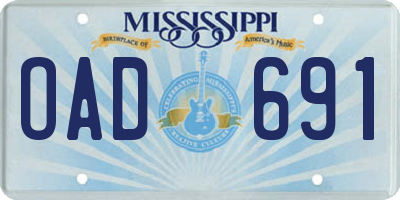 MS license plate OAD691