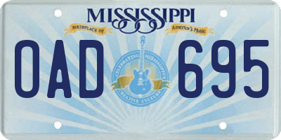 MS license plate OAD695