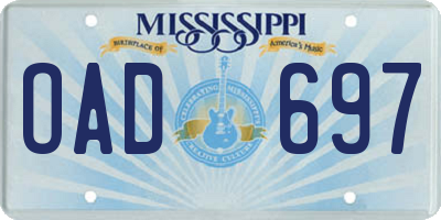 MS license plate OAD697