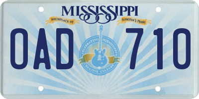 MS license plate OAD710