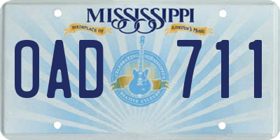 MS license plate OAD711