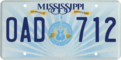 MS license plate OAD712