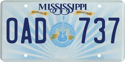 MS license plate OAD737