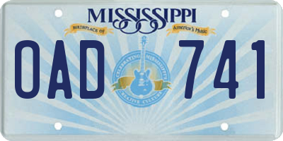 MS license plate OAD741
