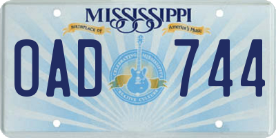 MS license plate OAD744