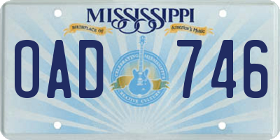MS license plate OAD746