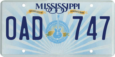 MS license plate OAD747