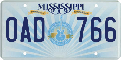 MS license plate OAD766
