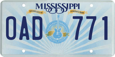 MS license plate OAD771