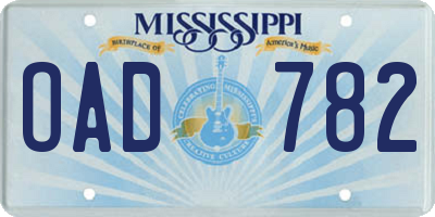 MS license plate OAD782