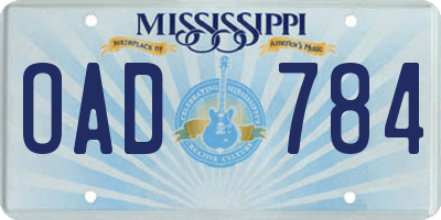 MS license plate OAD784