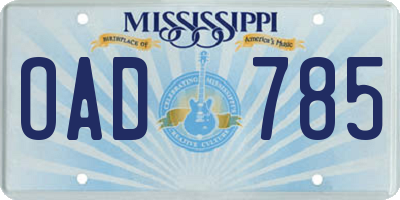 MS license plate OAD785
