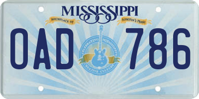 MS license plate OAD786