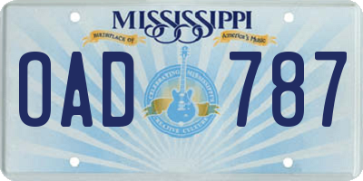 MS license plate OAD787