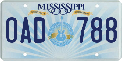 MS license plate OAD788