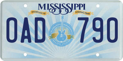 MS license plate OAD790