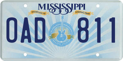 MS license plate OAD811