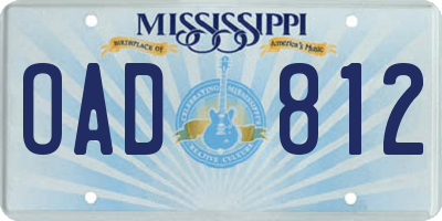 MS license plate OAD812