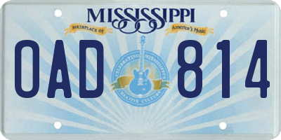 MS license plate OAD814